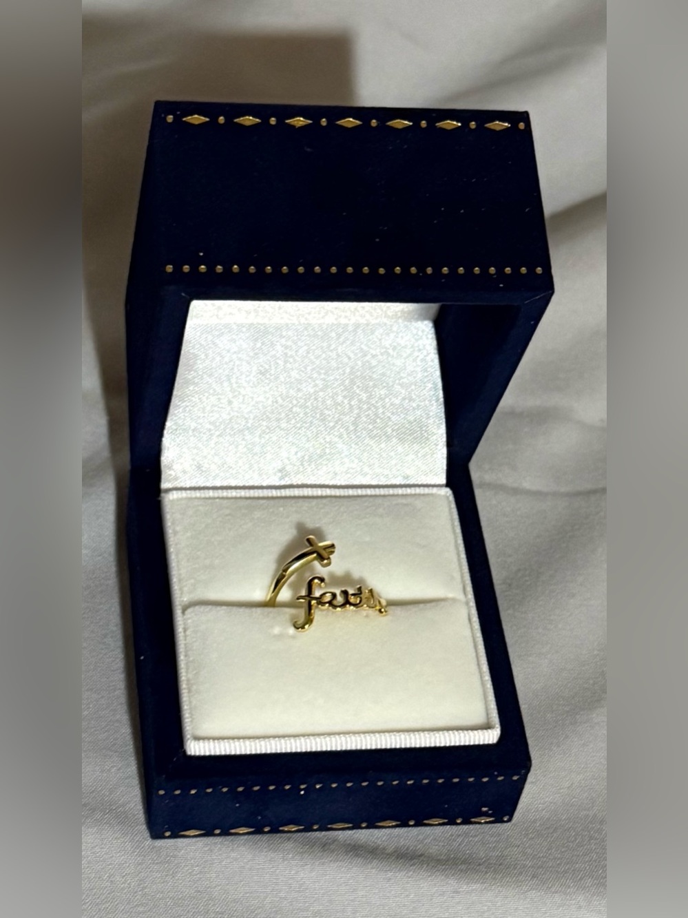 Gold 'Faith' Script Ring - Gold Tone Women’s Fashion Jewelry